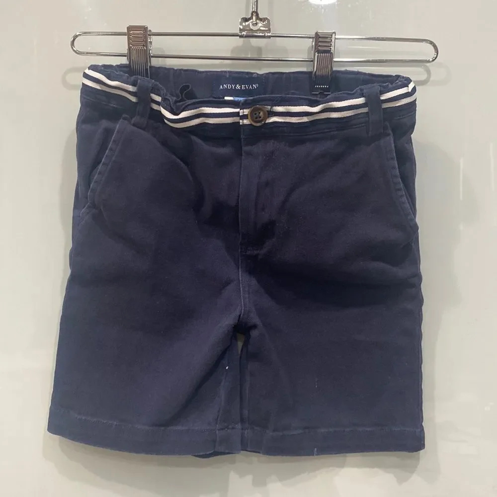 Andy & Evan Kid's Dark Navy Blue Stripe Casual Shorts Sz 6Y